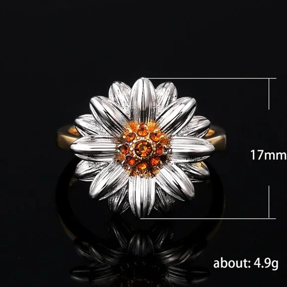 🎀Summer Party Sweet Flower Thin Zircon Gold Rings for Women, MARR9144 - Picture 5 of 5